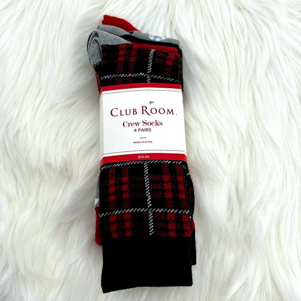 Club Room Crew Socks - Holiday set of 4 - Size 8-13 - New with tags